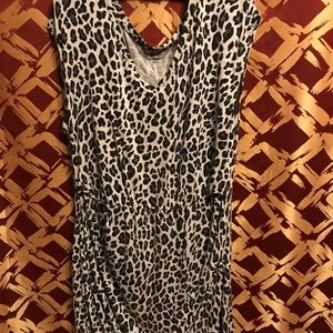 Long Ruched Cotton Tunic in Animal Print Tunic